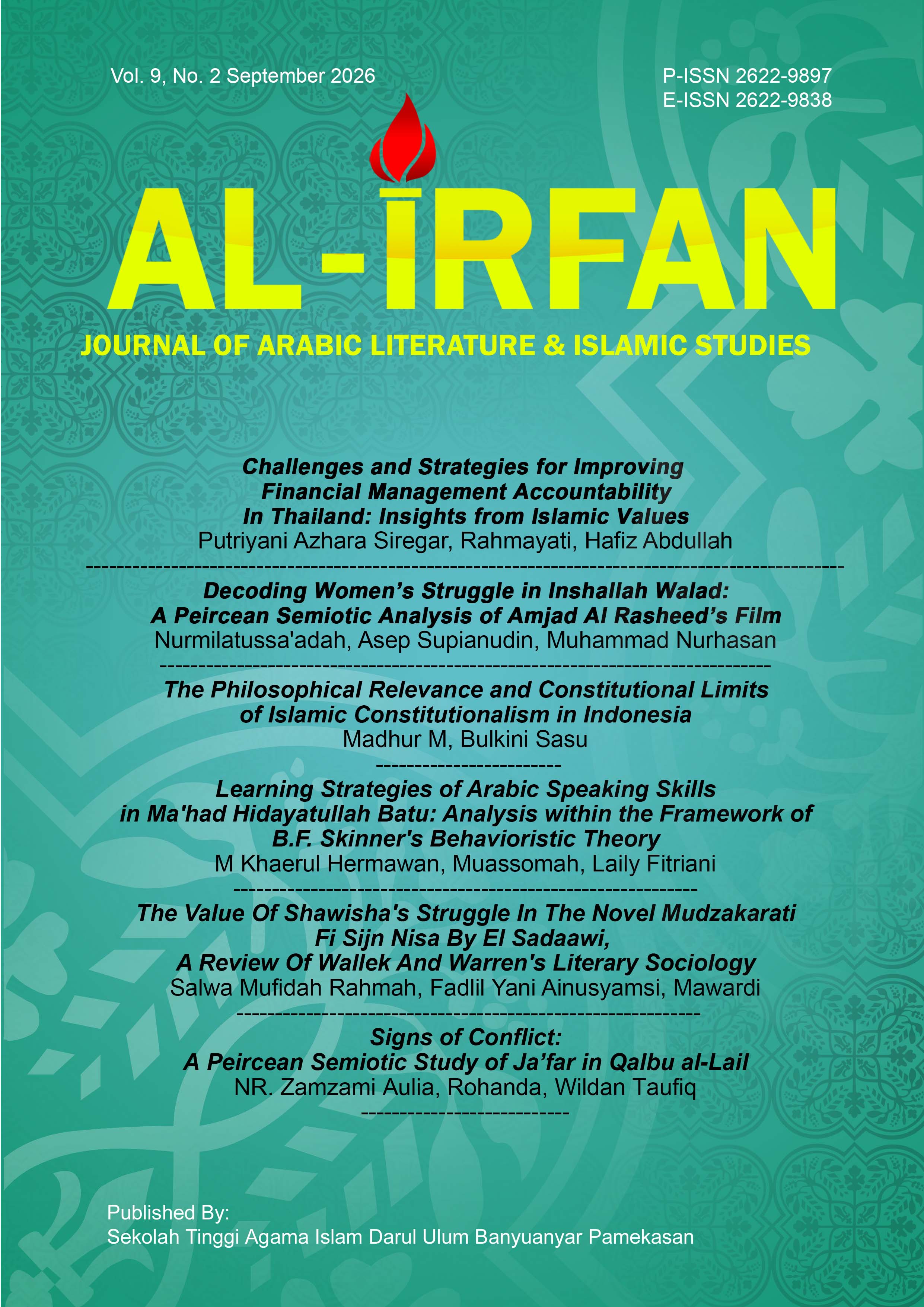 Cover Al-Irfan : Journal of Arabic Literature and Islamic Studies